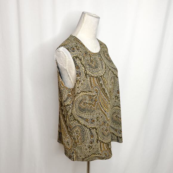 Laura Ashley Vintage Abstract Paisley Shirt Sleeveless Textured Women's XL 90s - Picture 9 of 10